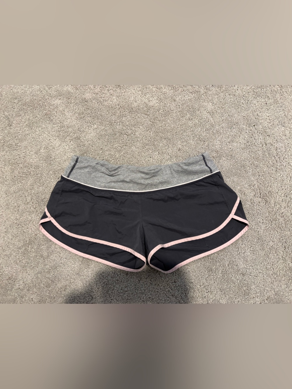 lululemon athletica Black Running Shorts with Pink Trim and Gray Waistband